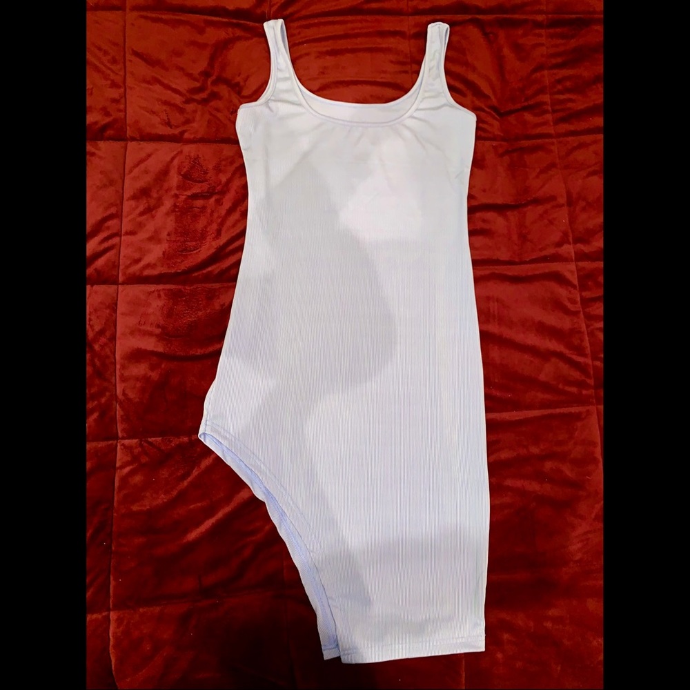 Ribbed Uneven Hem Bodycon Tank Dress - Lavender